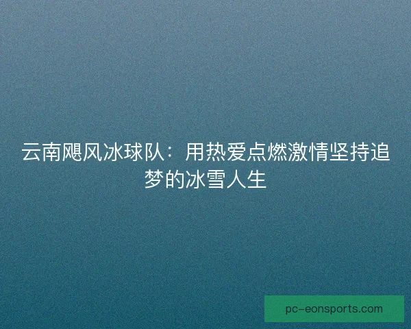 云南飓风冰球队：用热爱点燃激情坚持追梦的冰雪人生